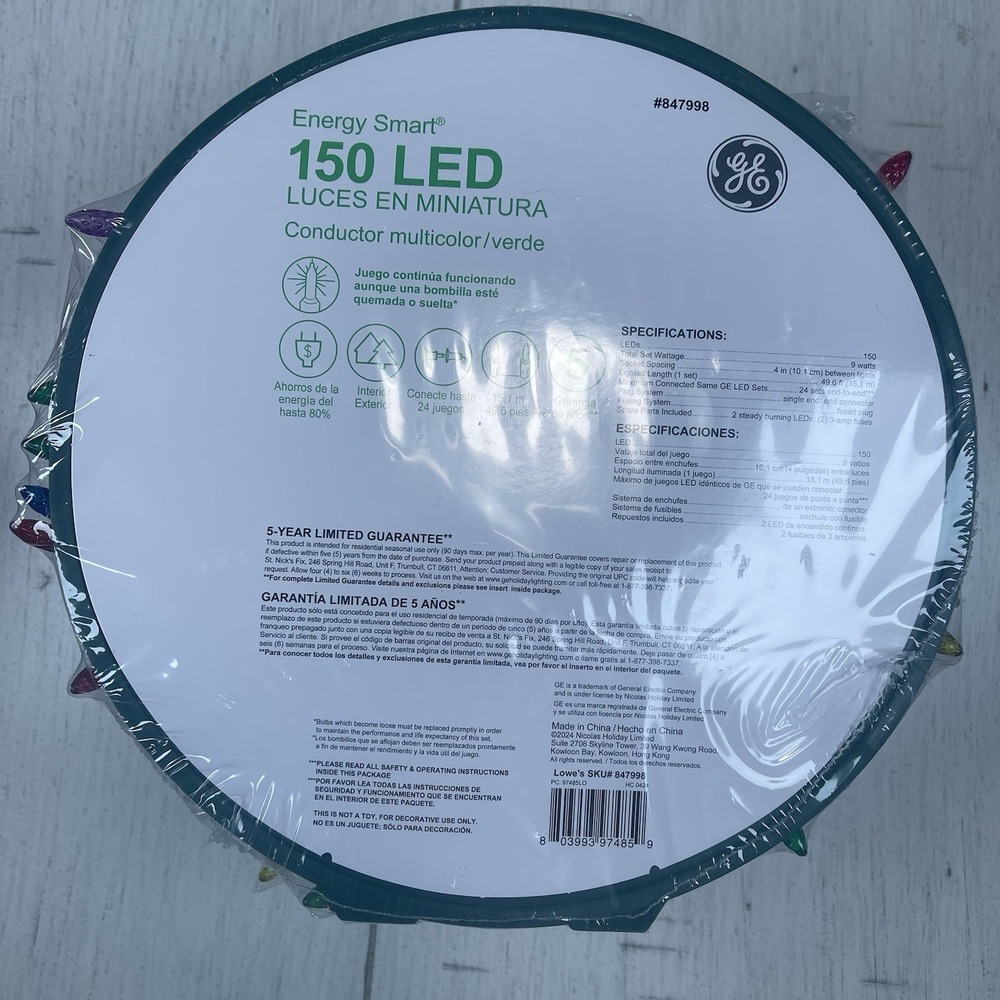 GE Energy Smart 150ct 49.6ft Multicolor MIniature LED Christmas String Light NEW - Picture 3 of 9